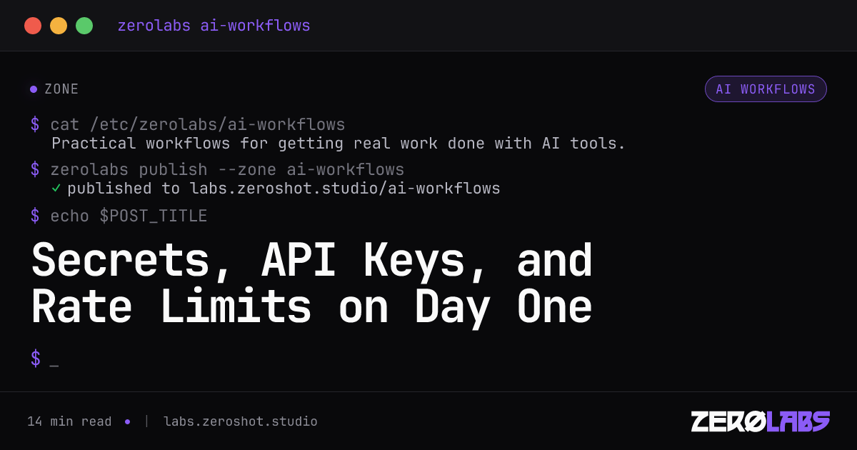 Secrets, API Keys, and Rate Limits: Shipping Safely the First Time