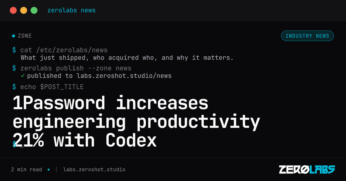 1Password increases engineering productivity 21% with Codex