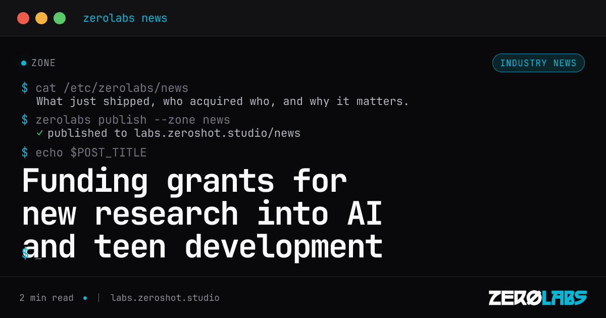 Funding grants for new research into AI and teen development