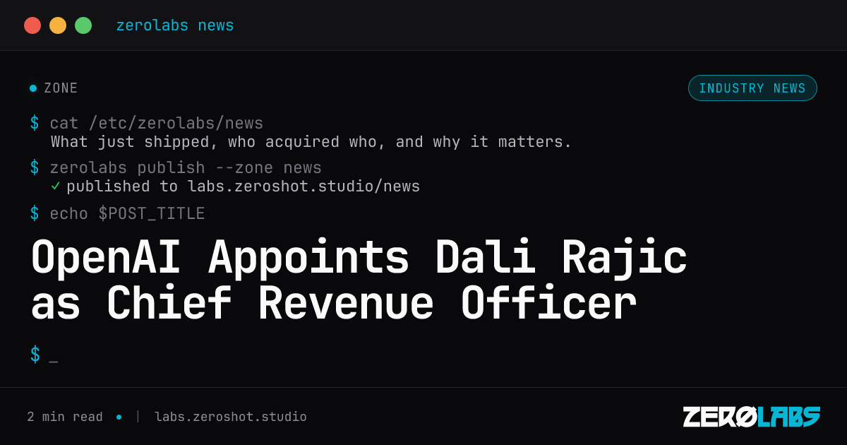 OpenAI Appoints Dali Rajic as Chief Revenue Officer