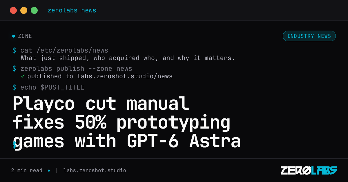 Playco cut manual fixes 50% prototyping games with GPT-6 Astra